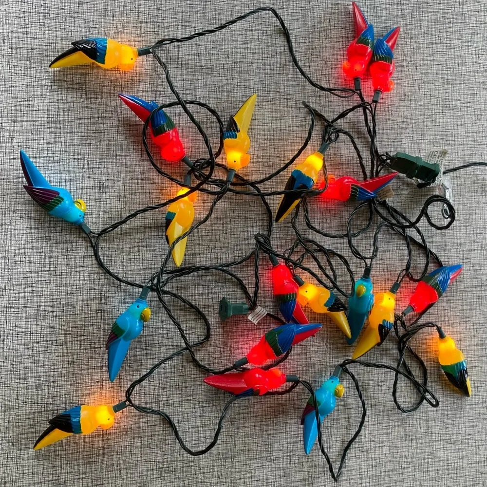VINTAGE BIRDS PARROTS 2 STRINGS LIGHTS RV CAMPER PATIO 20 BIRDS WORK BLOW MOLD